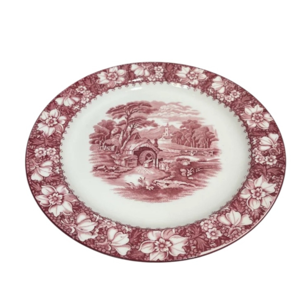 Vintage Woods Burslem England Colonial Pattern Ceramic Dinner Plate